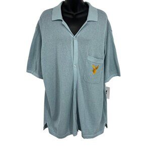 Playboy By PacSun Men Size Large L Polo Shirt Blue Logo Button Short Sleeve New